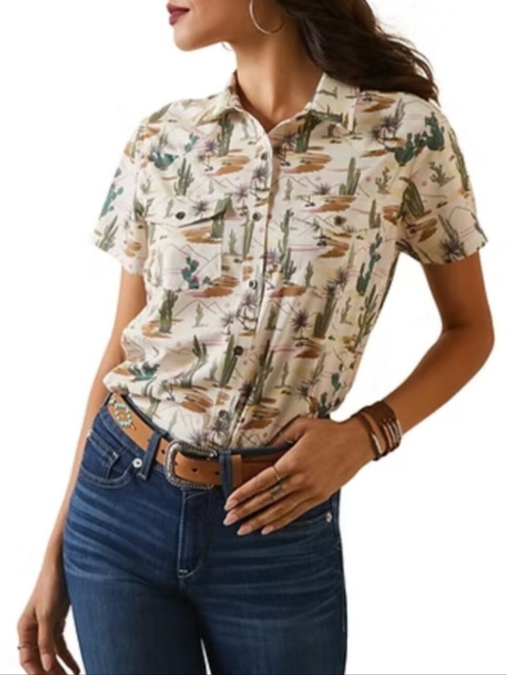 Ariat Women's Short Sleeve Cactus Print Button Up